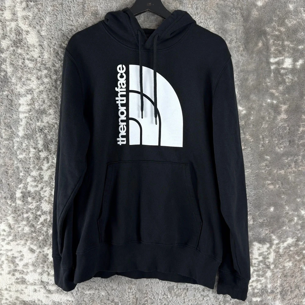 The North Face Size M Logo Graphic Pullover Hoodie Black Long Sleeve Mens